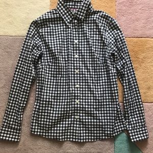 Navy and White Checkered Women’s Dress Shirt